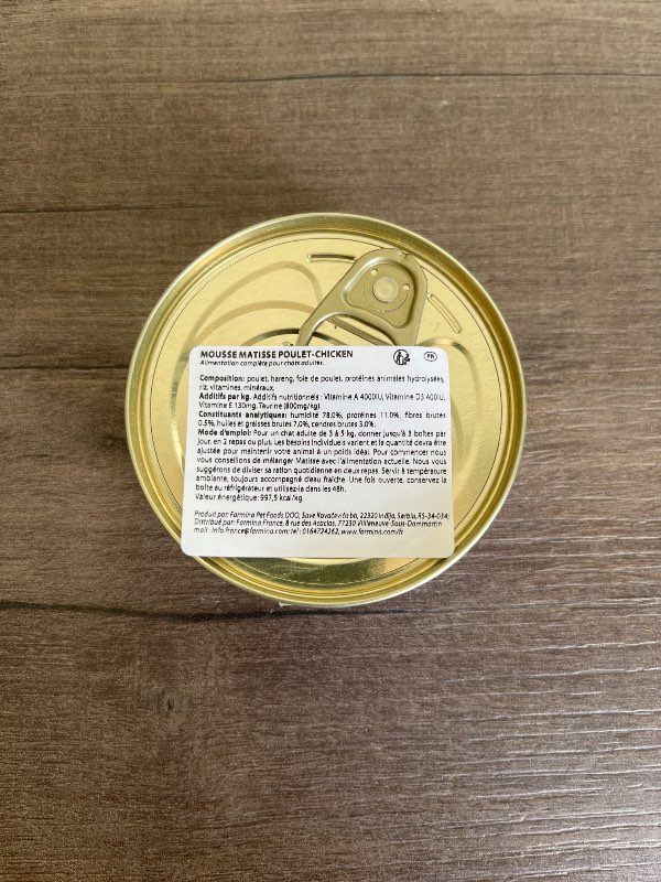 Les ingrédients — Farmina Matisse mousse poulet 85gr
