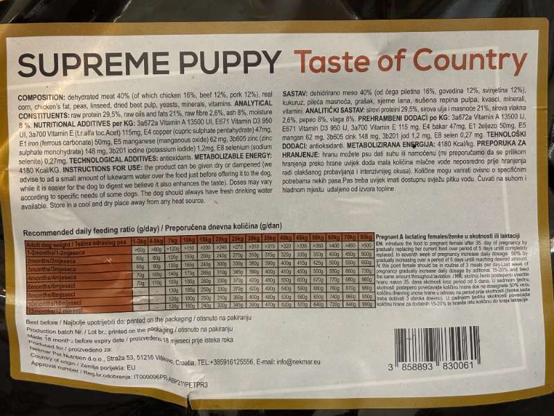 Les ingrédients — Aston by Nekmar SUPREME PUPPY TASTE OF COUNTRY