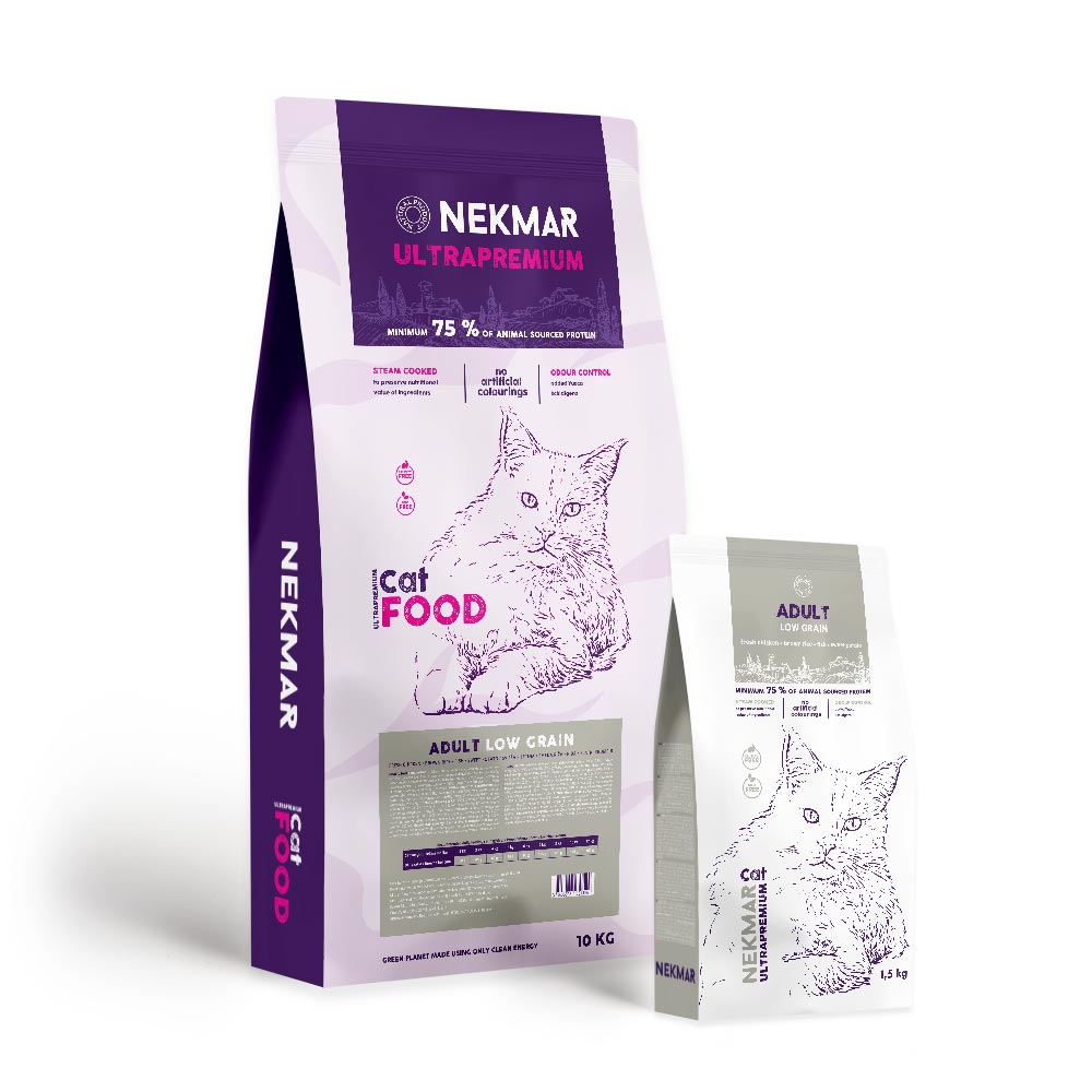 Nekmar Chat Poulet Frais Faible en Céréales